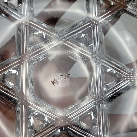 Rare Krys Tol Clear Diamond Geometric Medium Cut Crystal Scalloped Serving Bowl - Picture 5 of 11